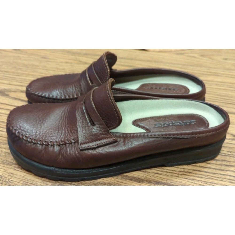 Softspots Women Brown Leather Slip On‎ Mule Slip On Shoes Size 9 M Penny Loafers - Picture 6 of 8